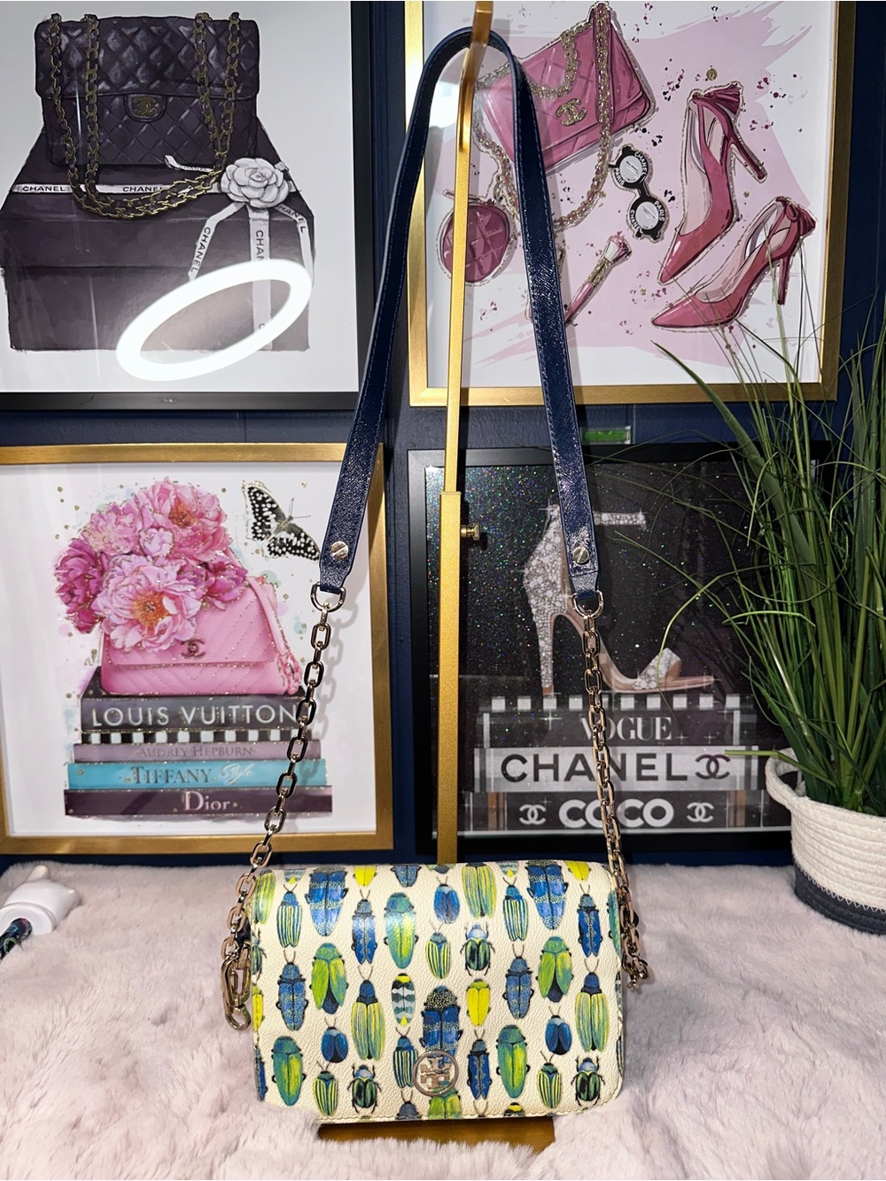 Tory Burch Beetle Print Crossbody Bag Rare Novelty Print